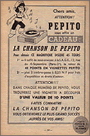 una pagina pubblicitaria che promuoveva il 45 giri contenente la Chanson de Pépito una pagina pubblicitaria che promuoveva il 45 giri contenente la Chanson de Pépito