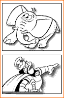 due personaggi della serie dell'elefantino Pousslabal due personaggi della serie dell'elefantino Pousslabal